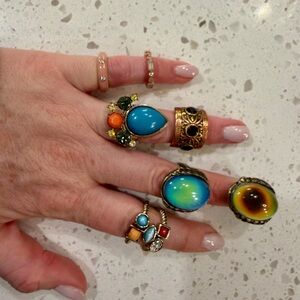Elegant Multicolor Gemstone Ring Set